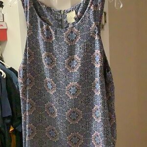 Paper Crane Navy and Peach Patterned Top